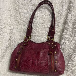 Vintage Cowhide Snakeskin Great American Leather Works Red Burgundy shoulder bag